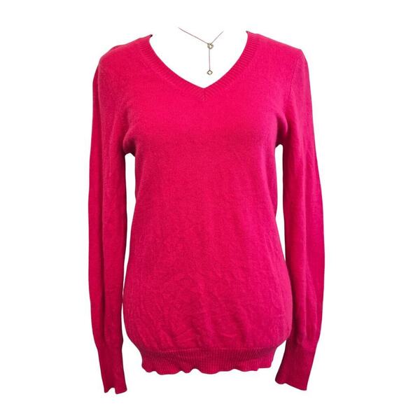 Enzo Mantovani Sweaters - Enzo Mantovani Pink 100% Cashmere V-Neck Sweater M CozyLuxe Minimalist Soft Girl